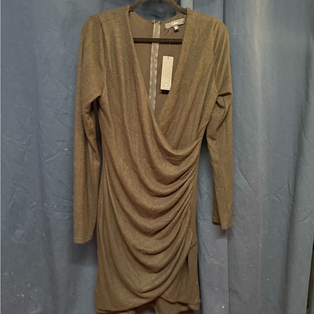Lulu's Olive Asymmetrical Draped Dress